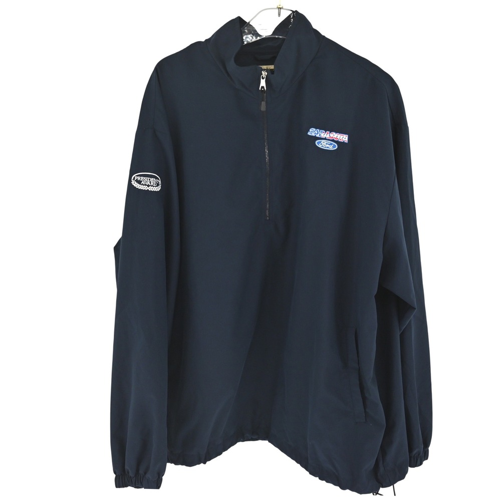 North End Mens XL Navy Blue Sarasota Ford 1/4 Zip Pullover Windbreaker Jacket